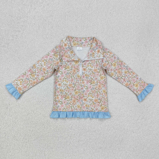 flowers With zipper Long sleeve Shirt