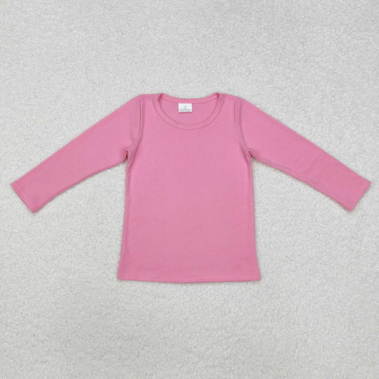 pink solid print Long sleeve girl top