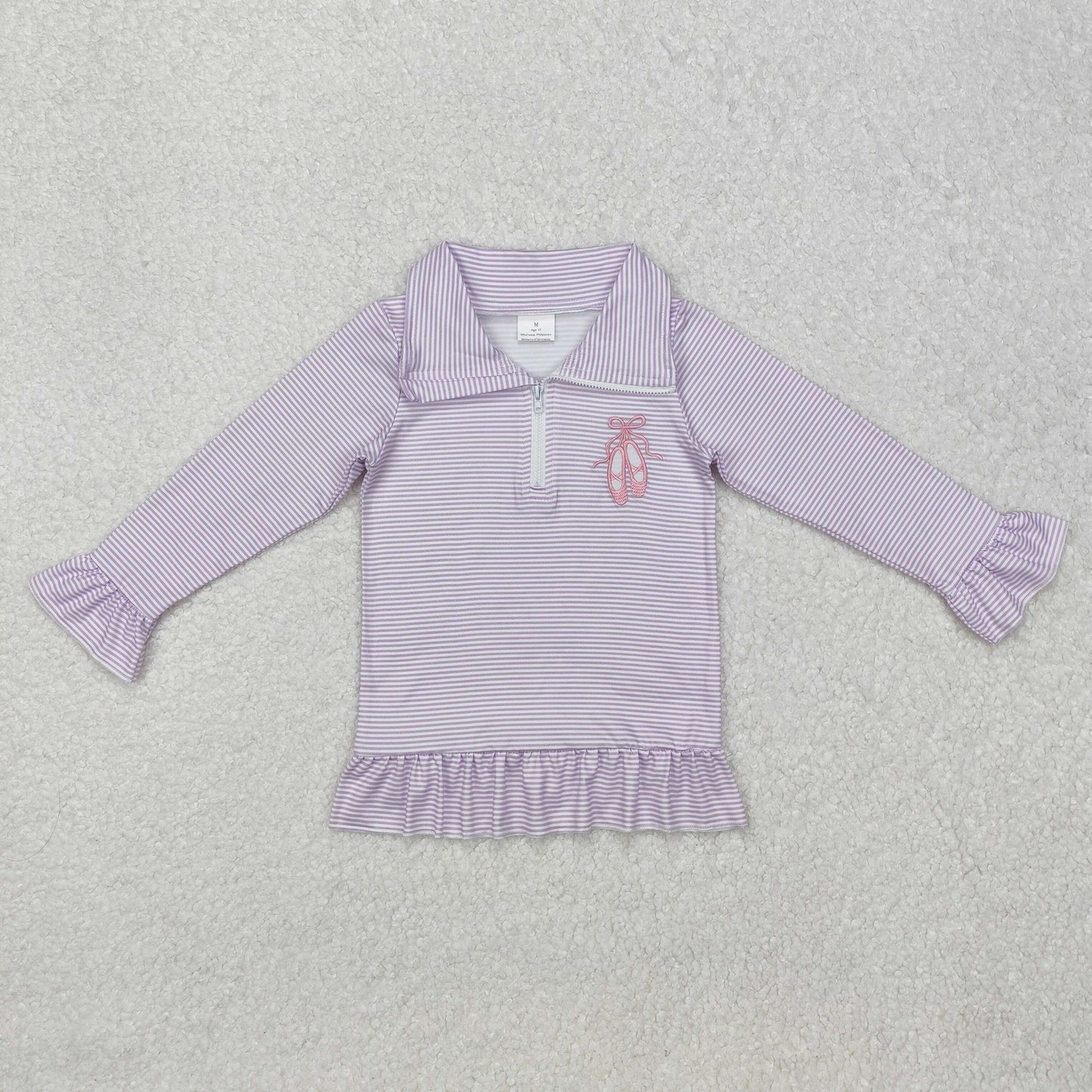 purple stripe Embroidery toe shoe Long sleeve Shirt