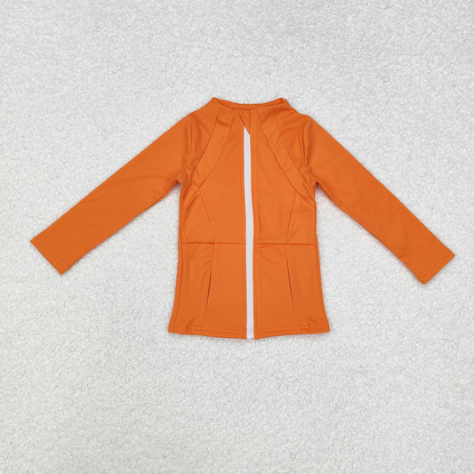 orange yoga sports coat tops