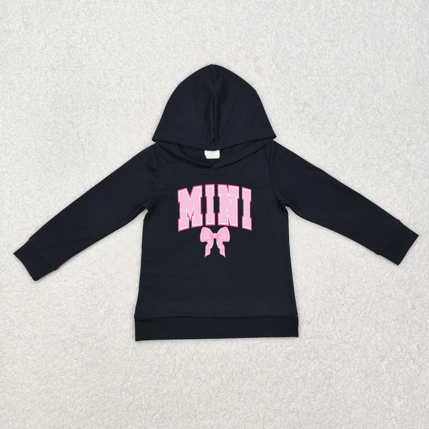 pink MINI bow screen print black top