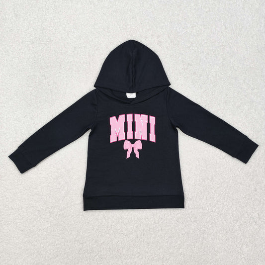 pink MINI bow screen print black top