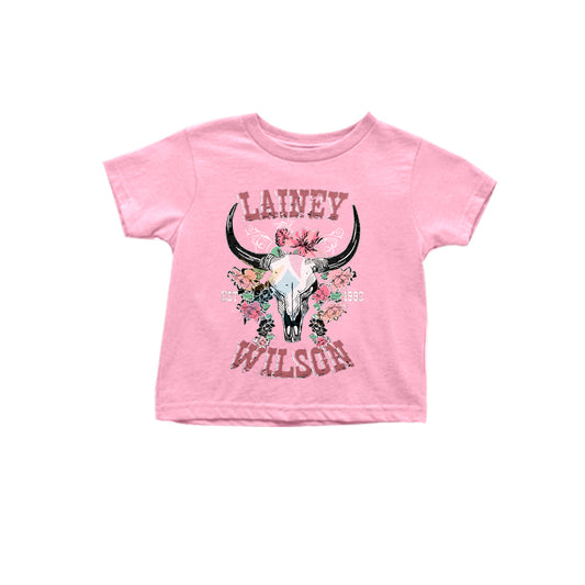 pre -order Pink cattle Print short sleeve girl t-shirt GT0977