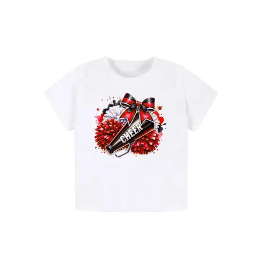 pre -order red cheer pattern Print short sleeve girl t-shirt GT0992