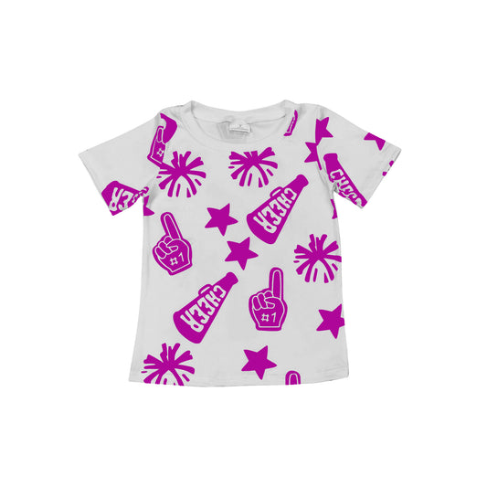 pre -order Purple cheer pattern Print short sleeve girl t-shirt GT0993