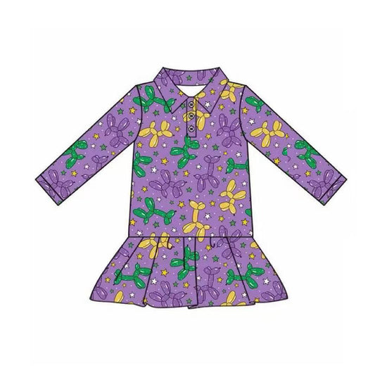 pre -order purple long sleeve Girls dress GT1260