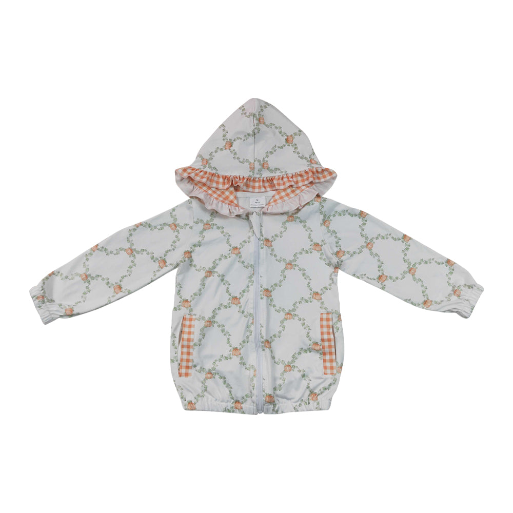 Pumpkin plaid print Long Sleeve Hoodies GT1662