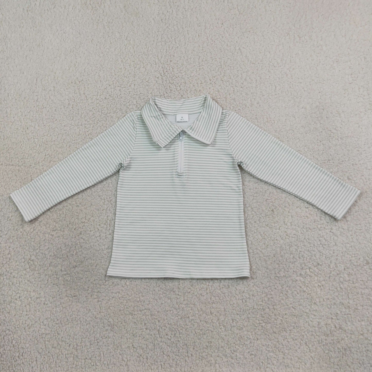 GT1755 Light Blue Stripe Kids Girls Zipper Pullover