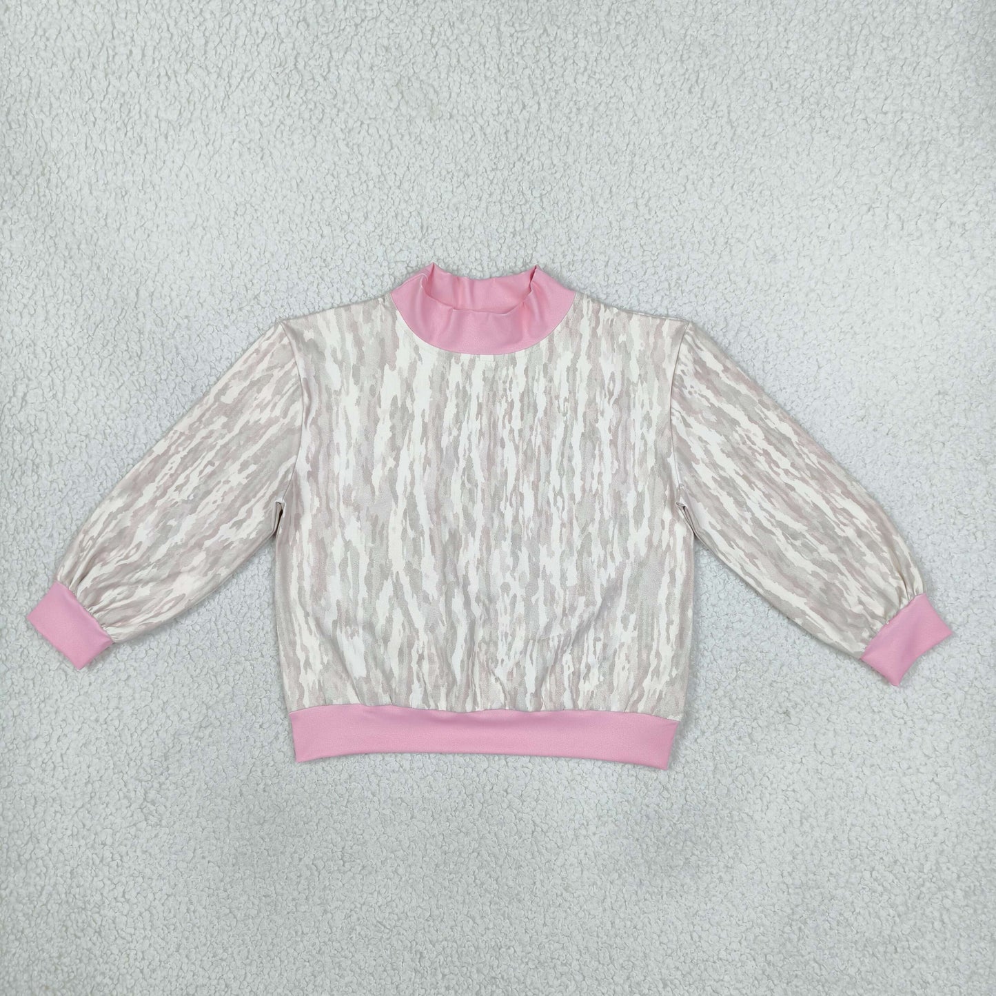 GT1889 Hunting Camo Pink Mockneck Yoga Kids Girls Shirt Top
