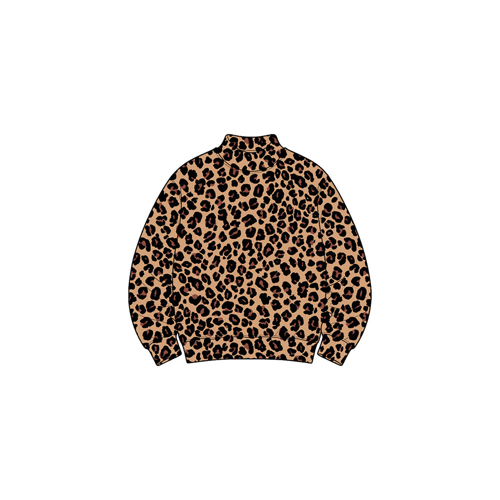 Preorder MOQ 5 pcs Each Style Fashion Leopard Print Middle Neckline Kids Girls Long Sleeves Shirt Yoga Top