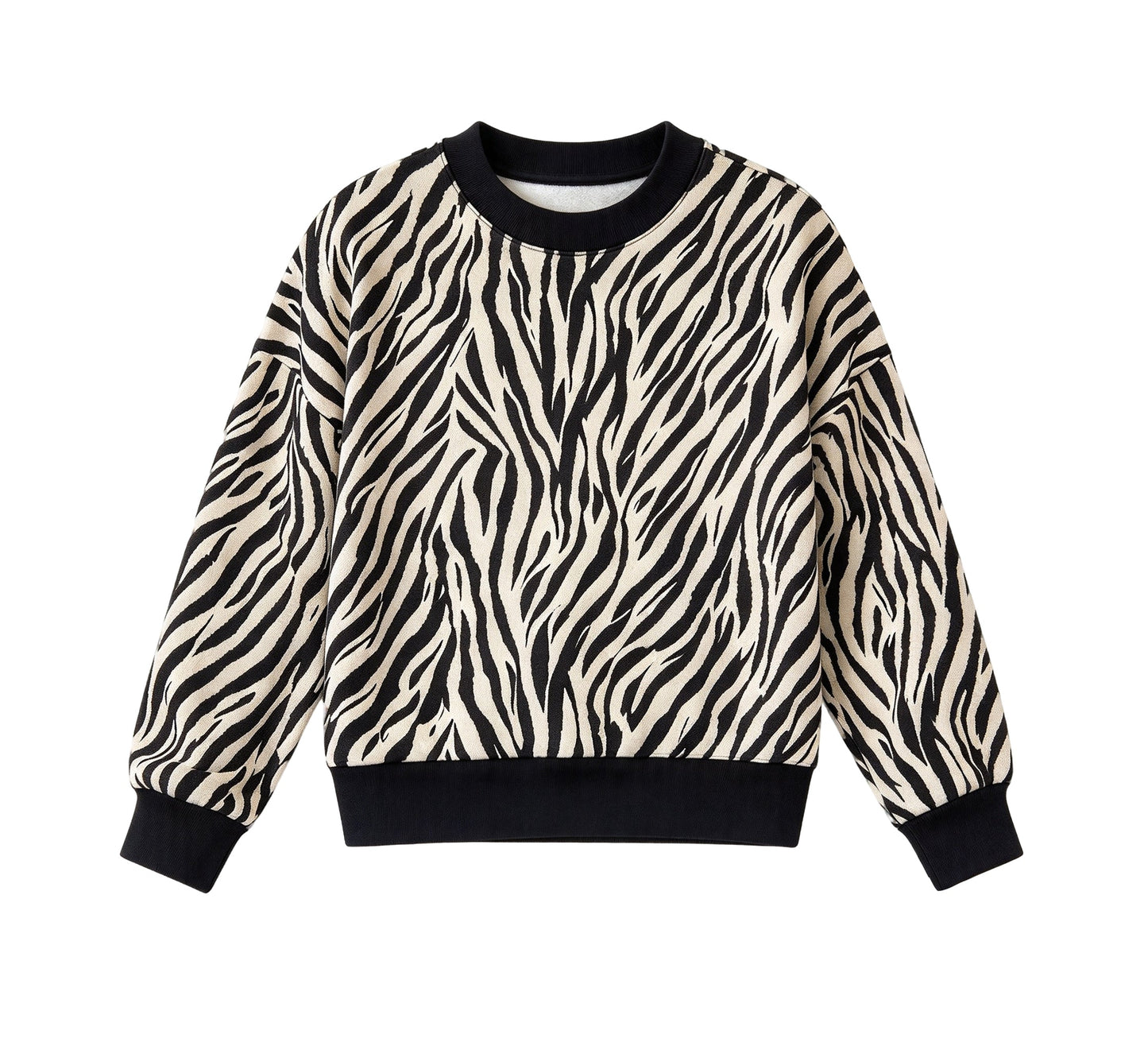 Preorder MOQ 5 pcs Each Style Beige & Black Zebra Print Pullover Mommy and Me Matching Clothes