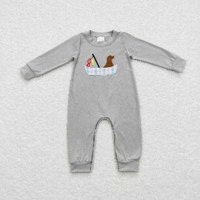 LR0690 embroidered hunting dog Embroidered camouflage boy Romper (usa warehouse)