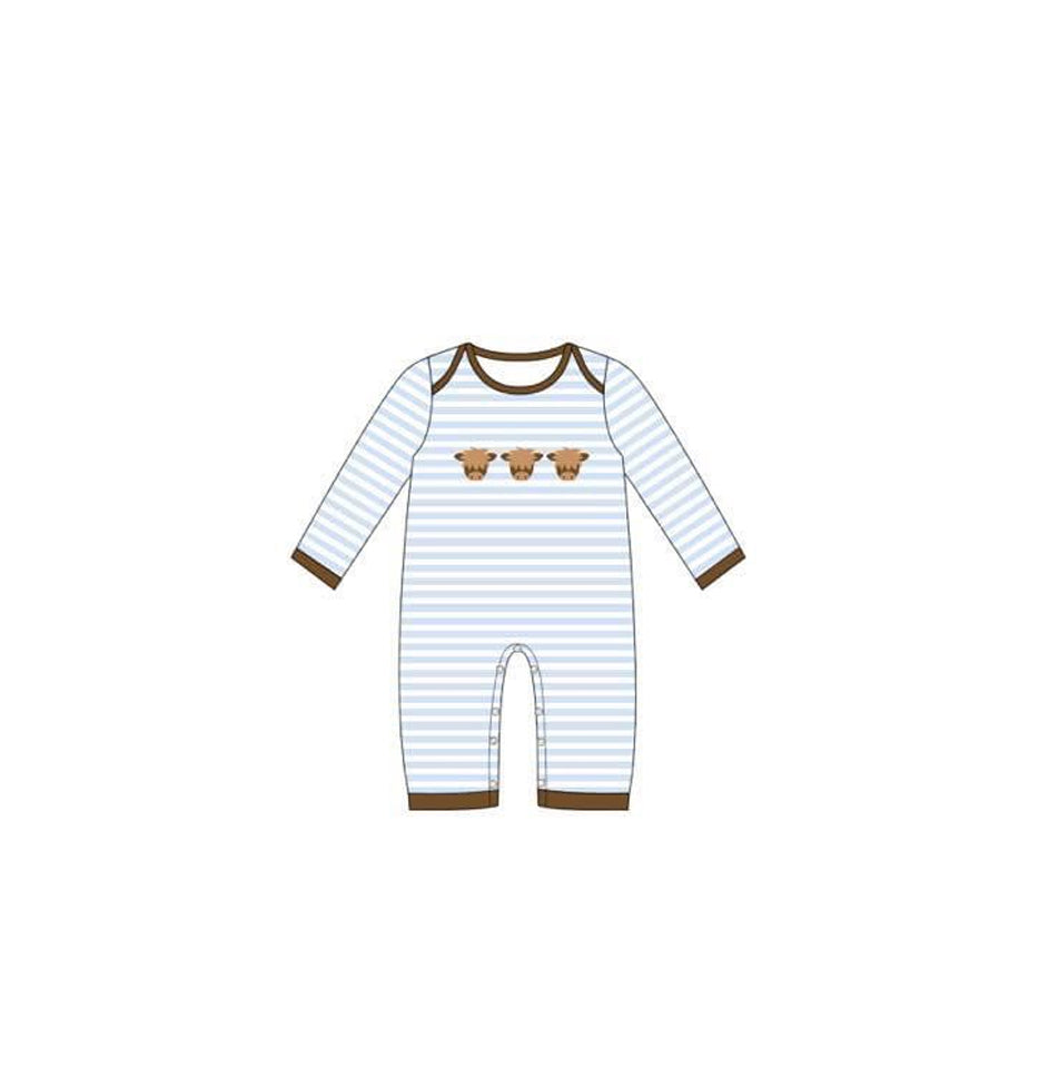 Pre-orde Cow Stripe Long Sleeve Baby Romper