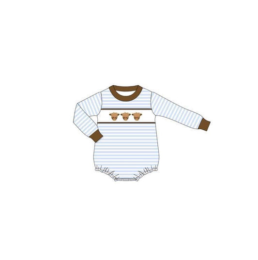 Pre-orde Cow Stripe Long Sleeve Baby Romper