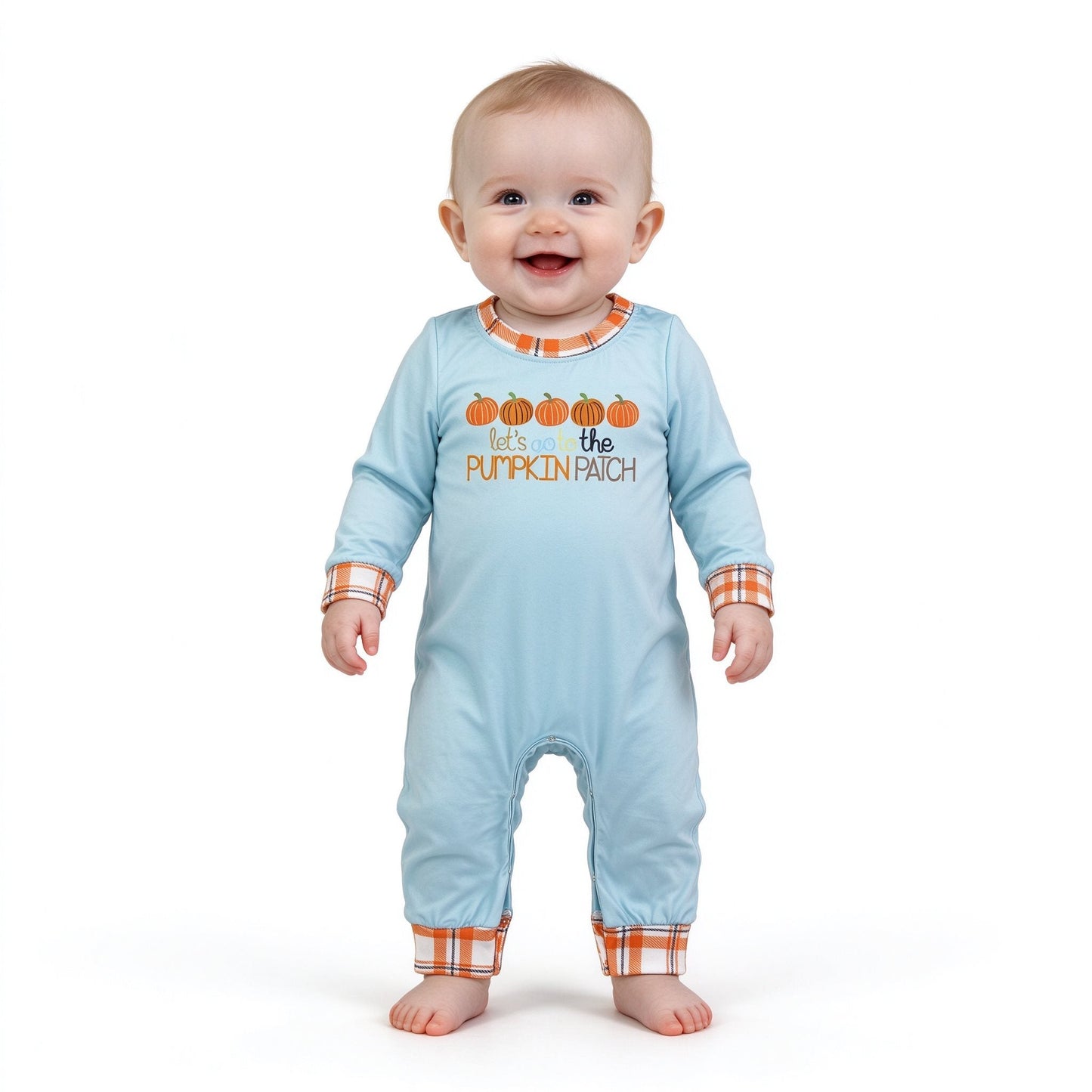 LR1189 Fall Pumpkin Patch Baby Boy Romper