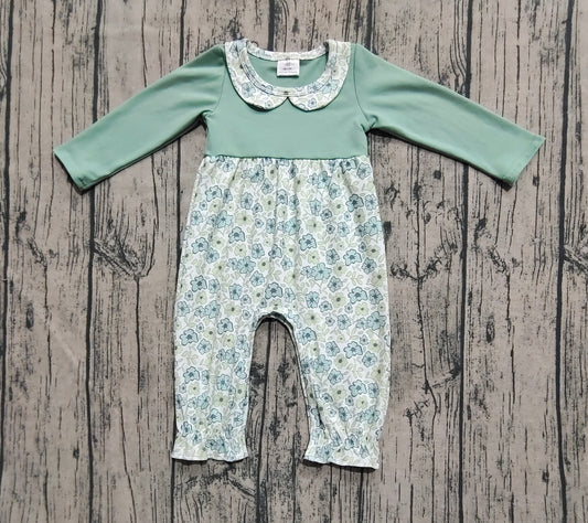 Pre- order green flowers romper LR2258