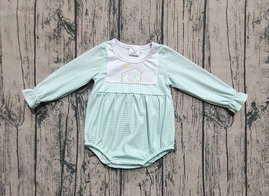 Pre- order green plaid embroidery romper LR2265