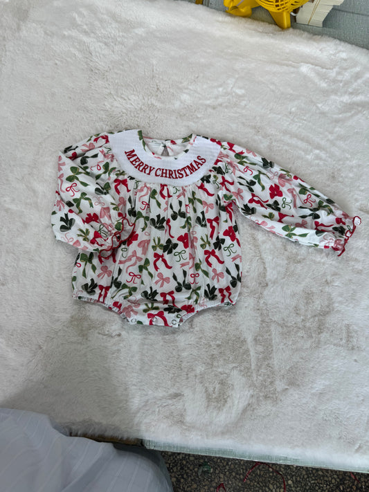 pre -order Merry Christmas smock Baby Romper LR2274