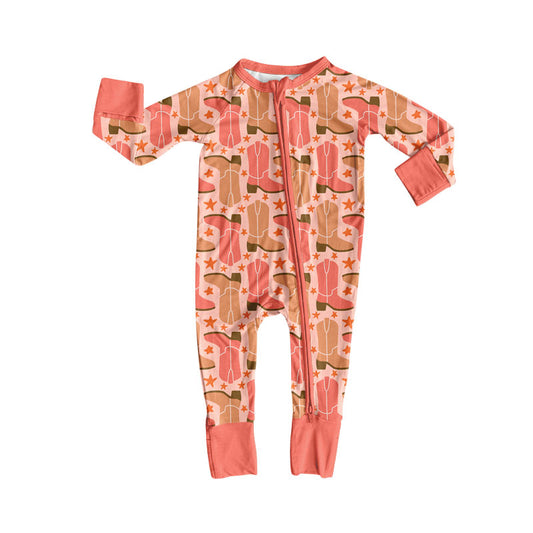 Pre-order western boots full zip baby Romper LR2733