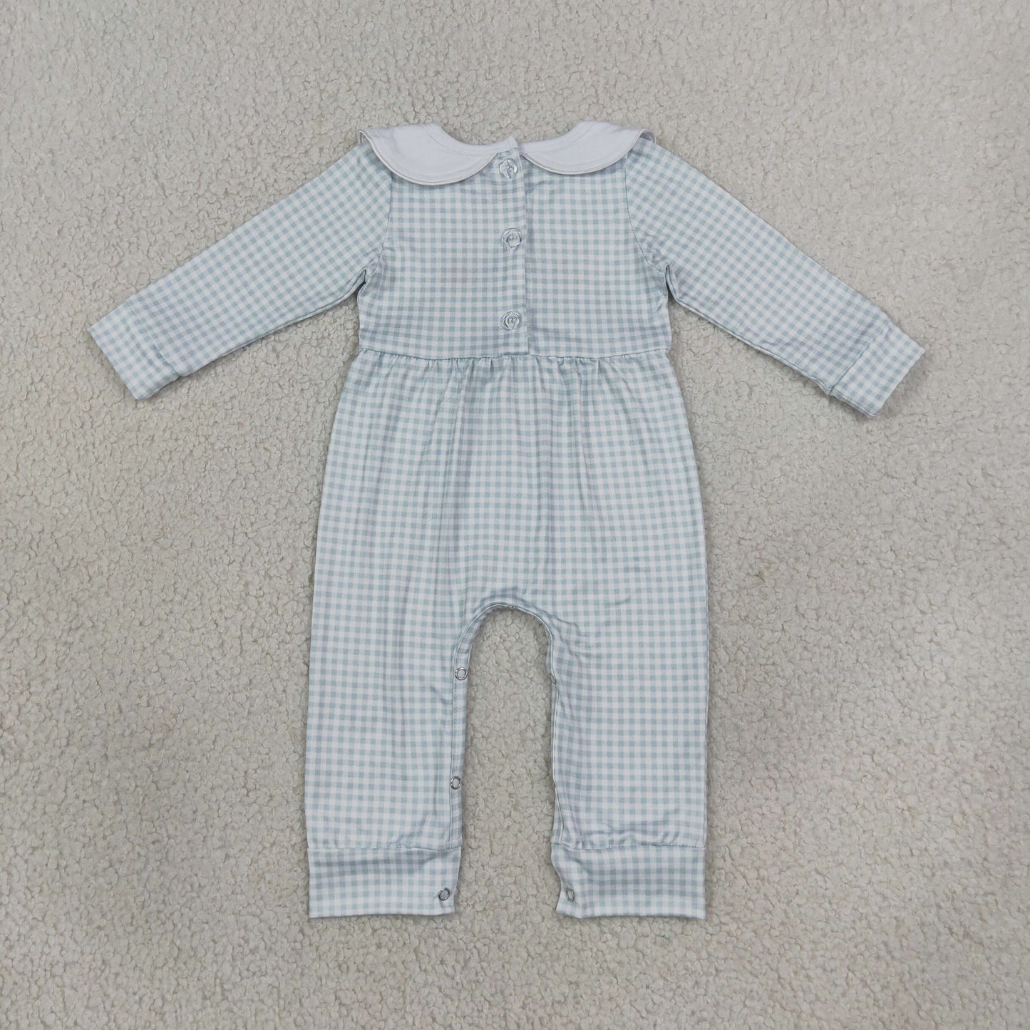 LR3105 Thanksgiving Day Embroidery Turkey Pumpkin Pie Baby Romper