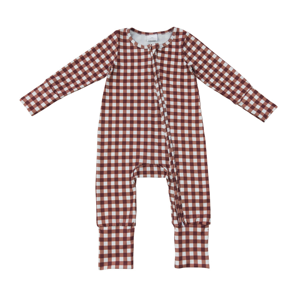 Plaid Long Sleeve Baby Romper LR3113