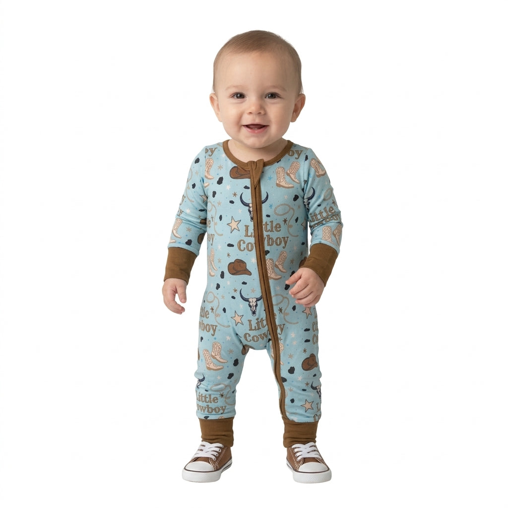 LR3124 Western Little Cowboy Baby Sleepers Romper