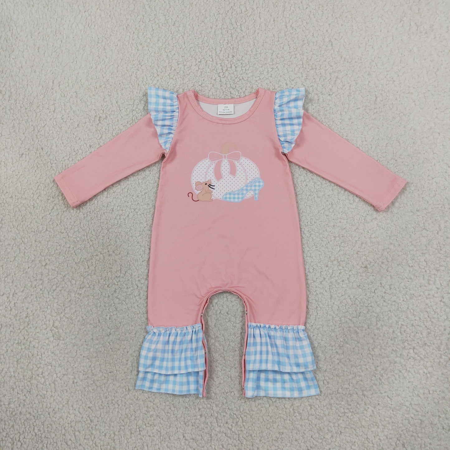 LR3217 Fall Pumpkin Mouse High Heel Baby Girls Romper