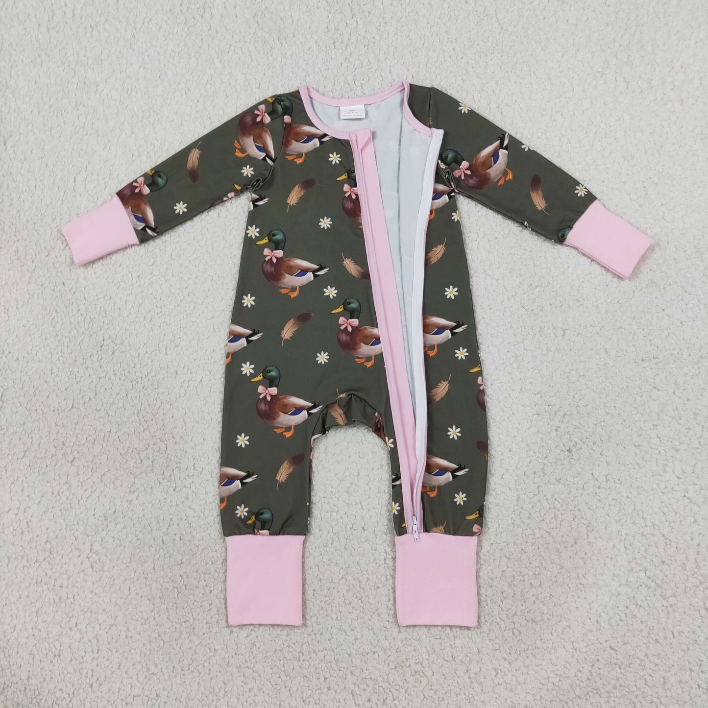 LR3225 Hunting Mallard Ducks Baby Footie Sleepers Romper