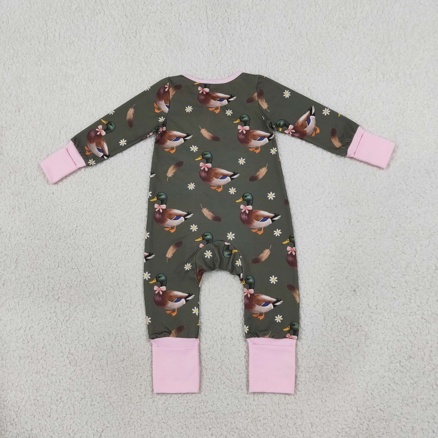 LR3225 Hunting Mallard Ducks Baby Footie Sleepers Romper