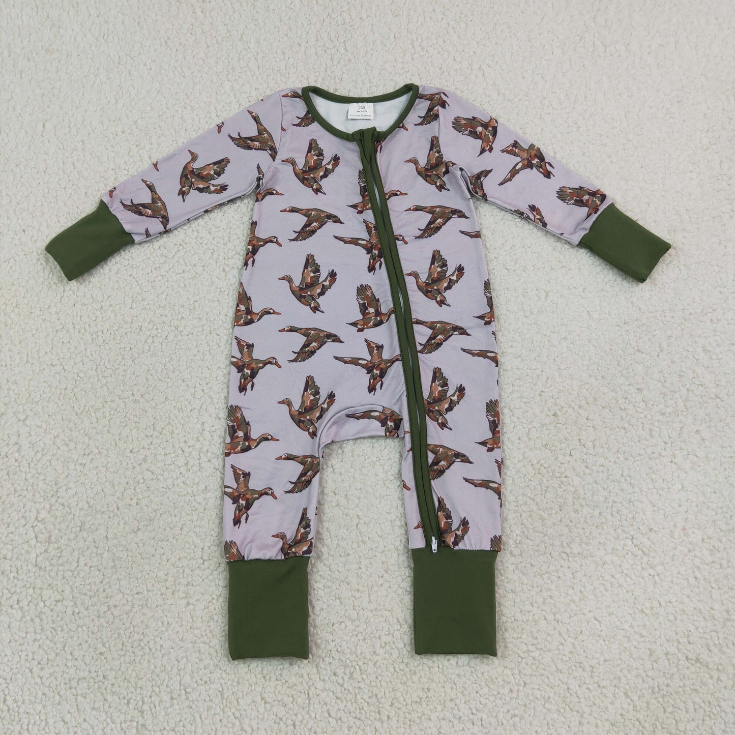 LR3233 Duck Hunting Camo Baby Footie Sleepers Romper