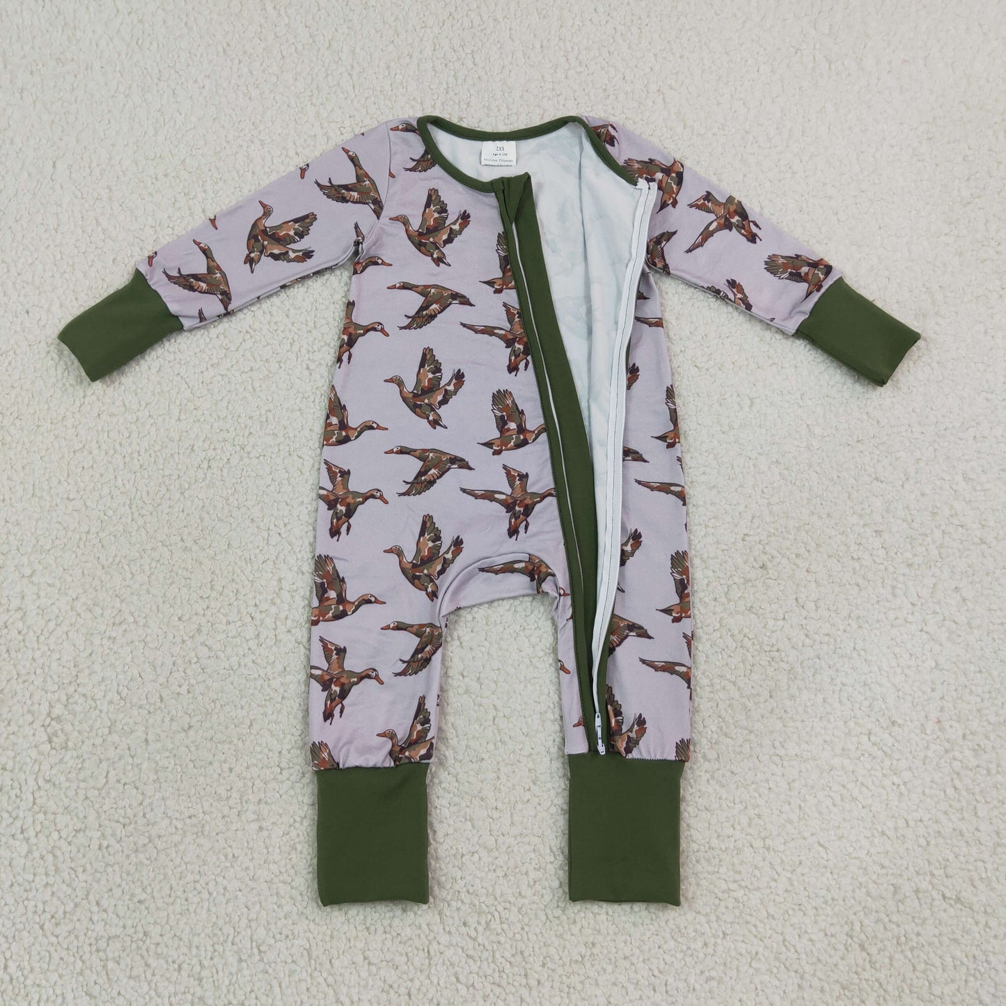 LR3233 Duck Hunting Camo Baby Footie Sleepers Romper