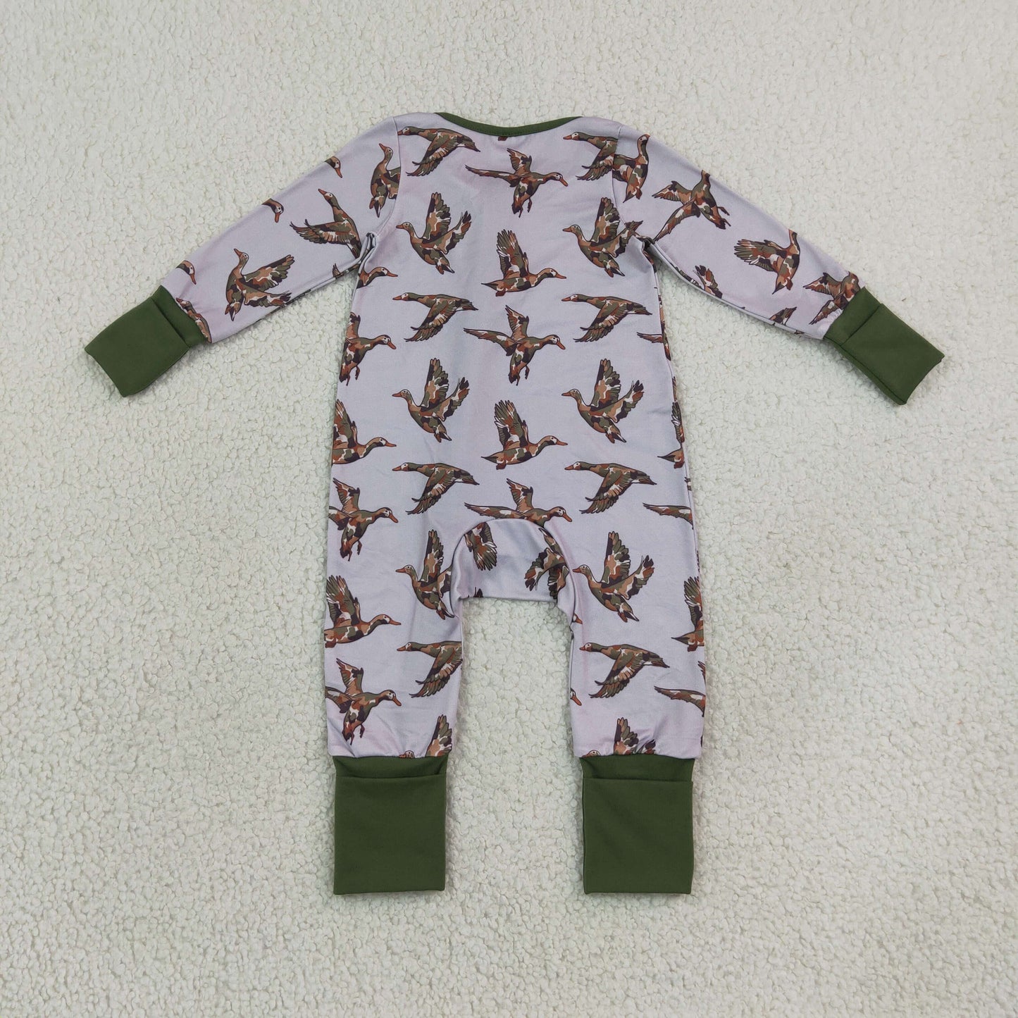 LR3233 Duck Hunting Camo Baby Footie Sleepers Romper