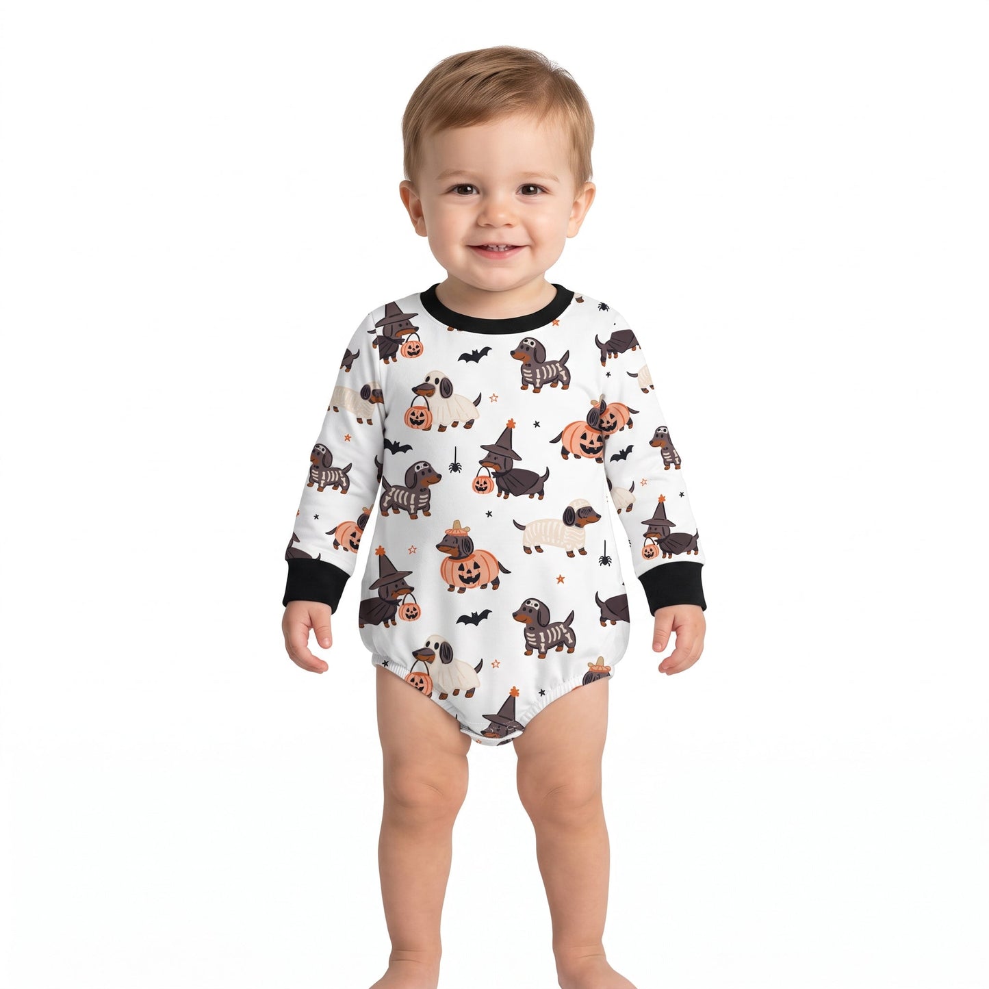 LR3238 Halloween Pumpkin Puppy Ghost Baby Boys Romper