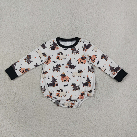 LR3238 Halloween Pumpkin Puppy Ghost Baby Boys Romper