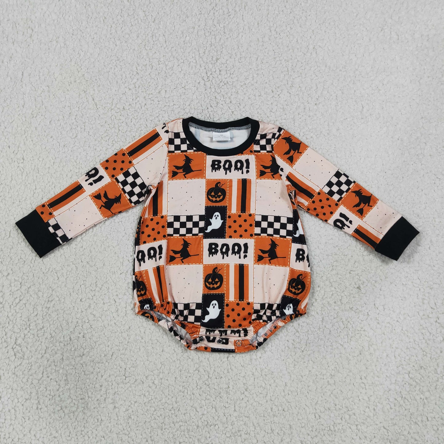 Halloween BOO Pumpkin Plaid Kids Sibling Matching Clothes