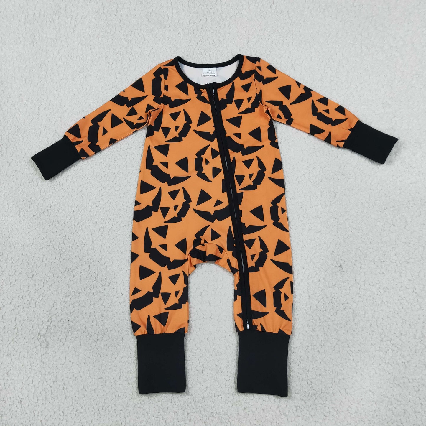 LR3243 Halloween Pumpkin Ghost Baby Footie Sleepers Romper
