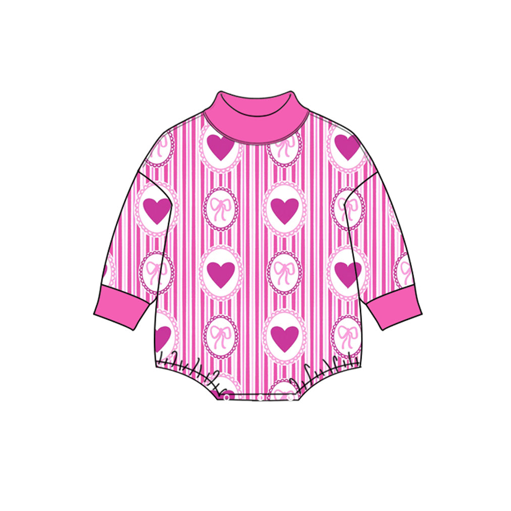 Preorder MOQ 5 pcs Each Style Valentine's Day Love Bows Stripe Middle Neckline Rose Red Mommy and Me Matching Clothes