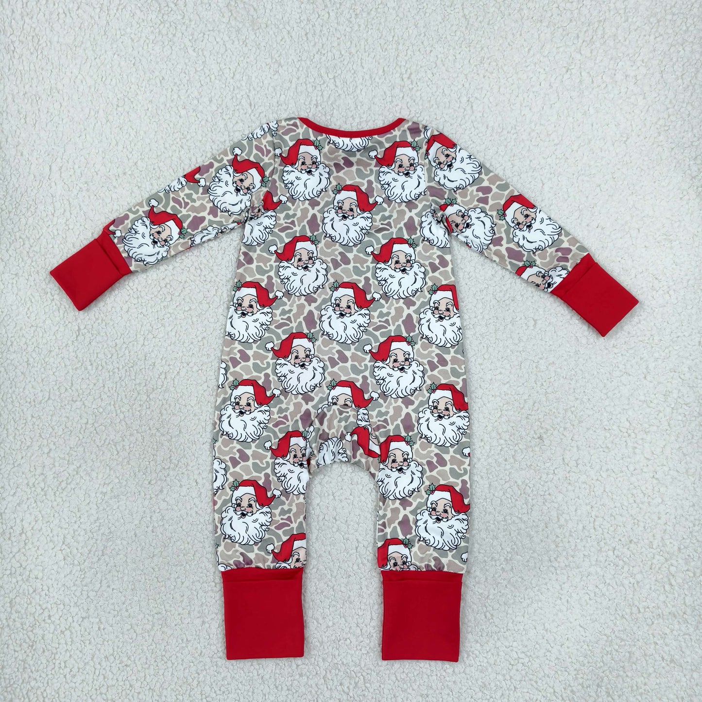 LR3345 Christmas Santa Camo Baby Footie Sleepers Romper