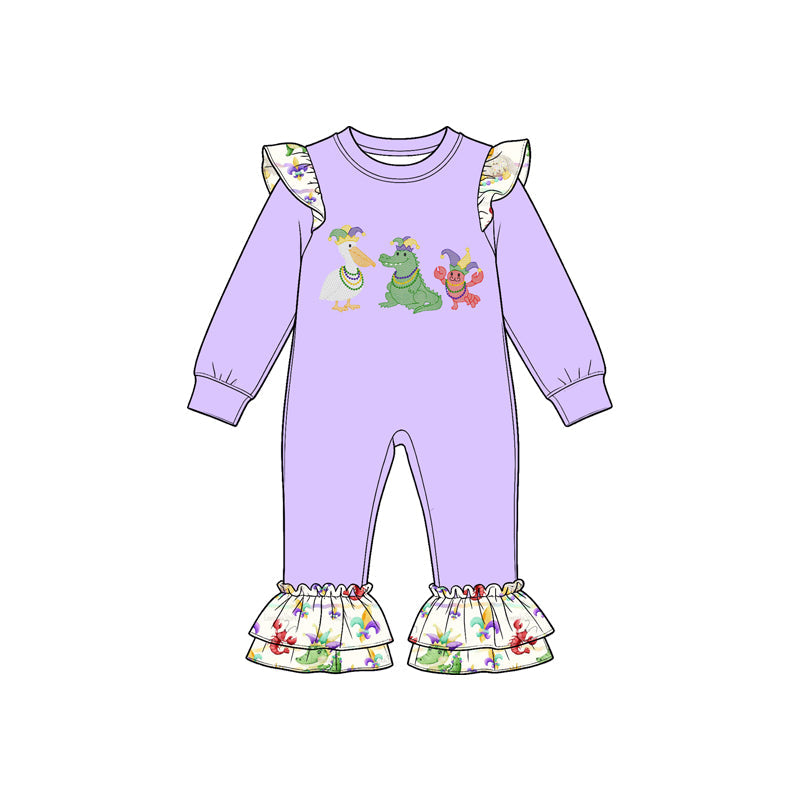 Preorder MOQ 5 pcs Each Style Mardi Gras Crawfish Print Ruffles Kids Matching Clothes