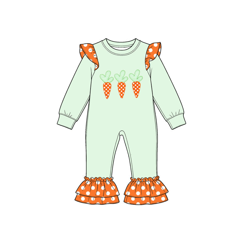 Preorder MOQ 5 pcs Each Style Easter Carrots Dots Print Ruffles Kids Matching Clothes