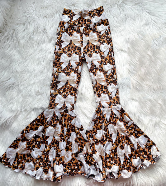 Pre-order leopard bows bell pants P0749