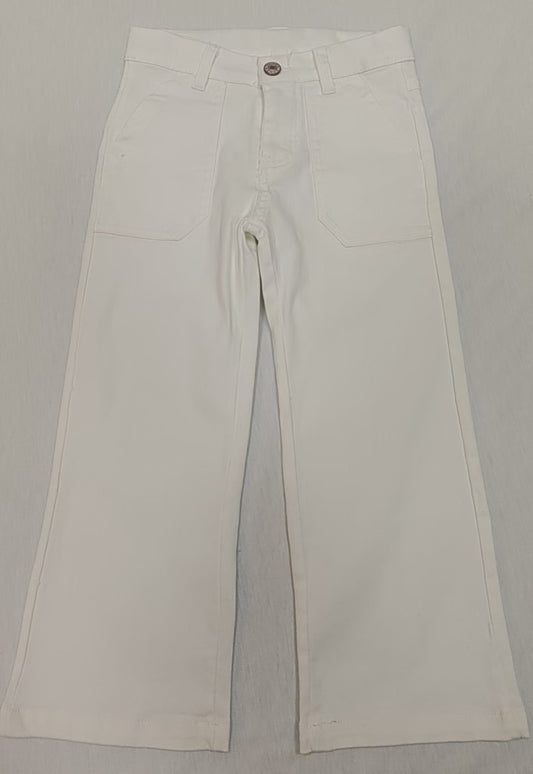 Pre-order white solid jeans P0754