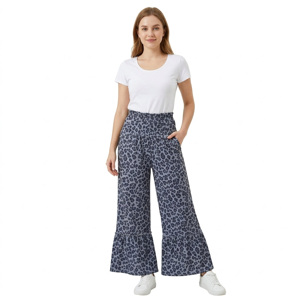 P1052 Leopard Women Adult's Wide Leg Pants