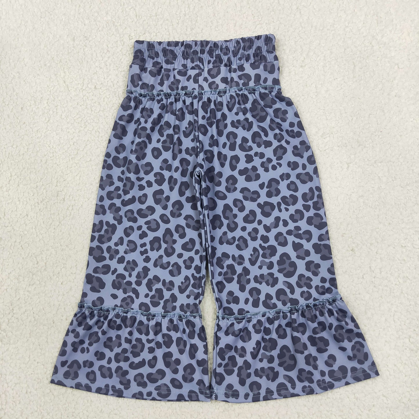P1055 Leopard Gray Blue Yoga Girls Wide Leg Pants