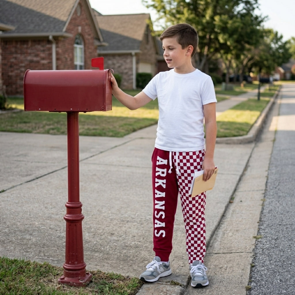 P1062 Vinyl School Team Dark Red Kids Jogger Pants