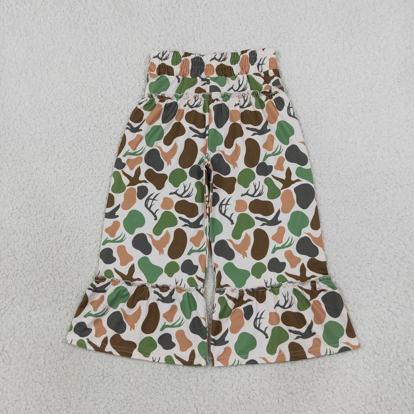 P1065 Hunting Camo Ruffles Girls Wide Leg Pants