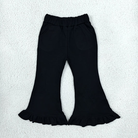 P1072 Thick Sweatpants Solid Color Black Girls Fared Pants
