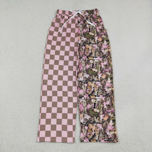 P1094 Hunting Leaves Plaid Women Adult's Sleeper Pants