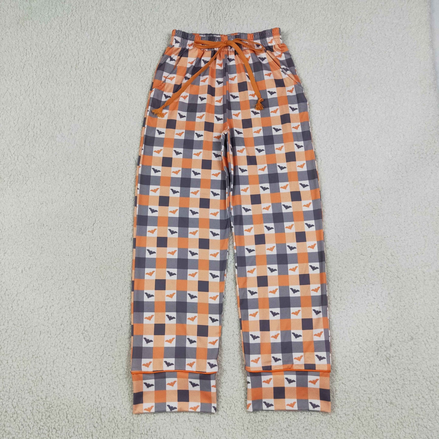 P1095 Halloween Bat Plaid Women Adult's Sleeper Pants