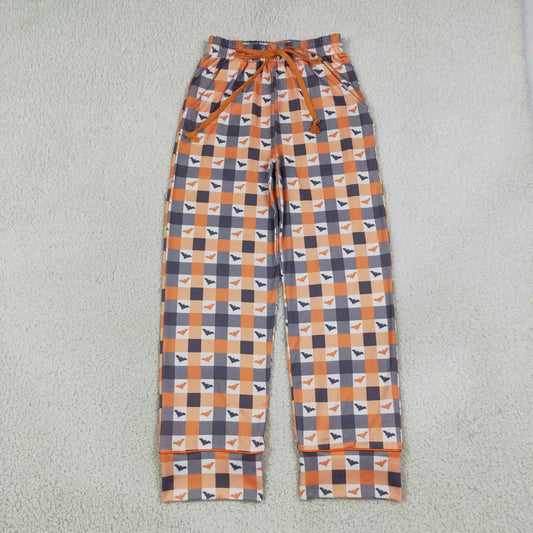 P1095 Halloween Bat Plaid Women Adult's Sleeper Pants